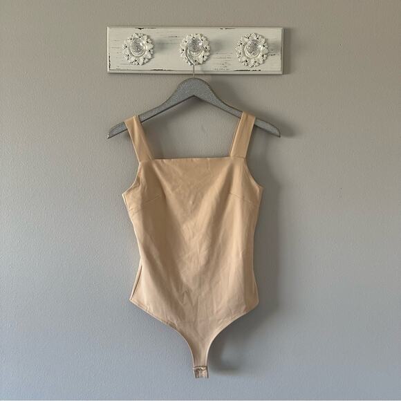 Reoria Tan Square Neck Bodysuit NEW - Picture 1 of 6